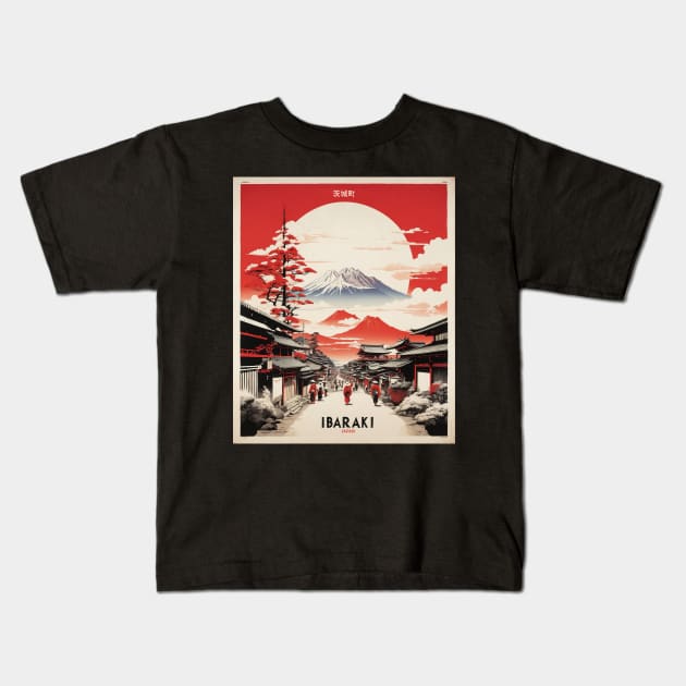 Ibaraki Japan Travel Vintage Tourism Poster Kids T-Shirt by TravelersGems